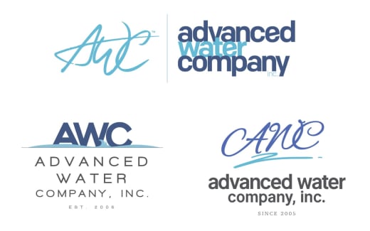 Corporate logo designs for Advanced Water Company AWC