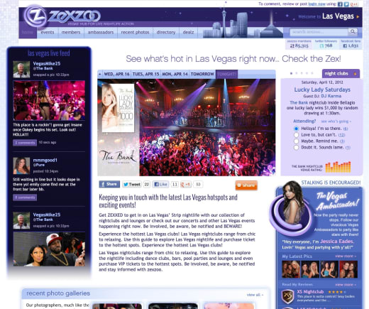 HTML web design for Las Vegas nightclub