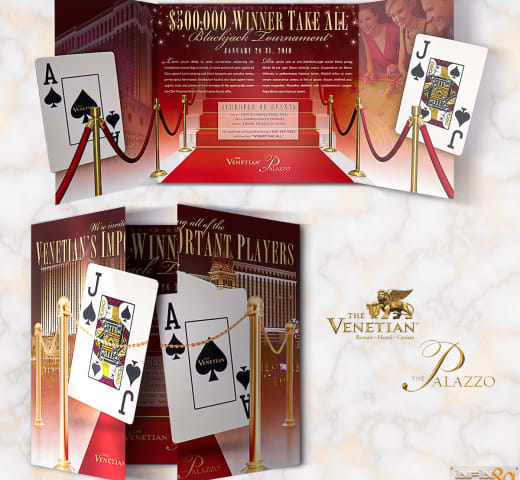 Tri-fold die-cut invitation created for Venetian & Palazzo Las Vegas