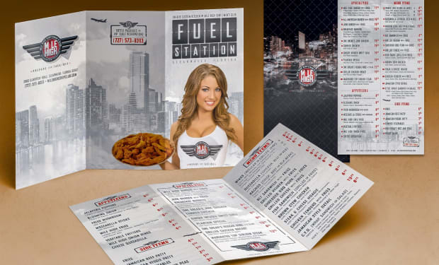 Takeout menu and logo design for Mile High Gentlemen's Club