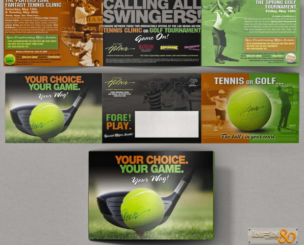 Tri-panel direct mailer concept, layout and design for Las Vegas Hilton