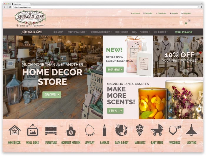 Ecommerce website design development production Magnolia Lane