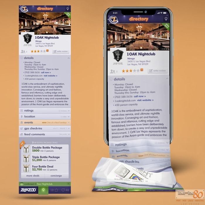 iPhone mockup of the zexzoo responsive website mobile screen
