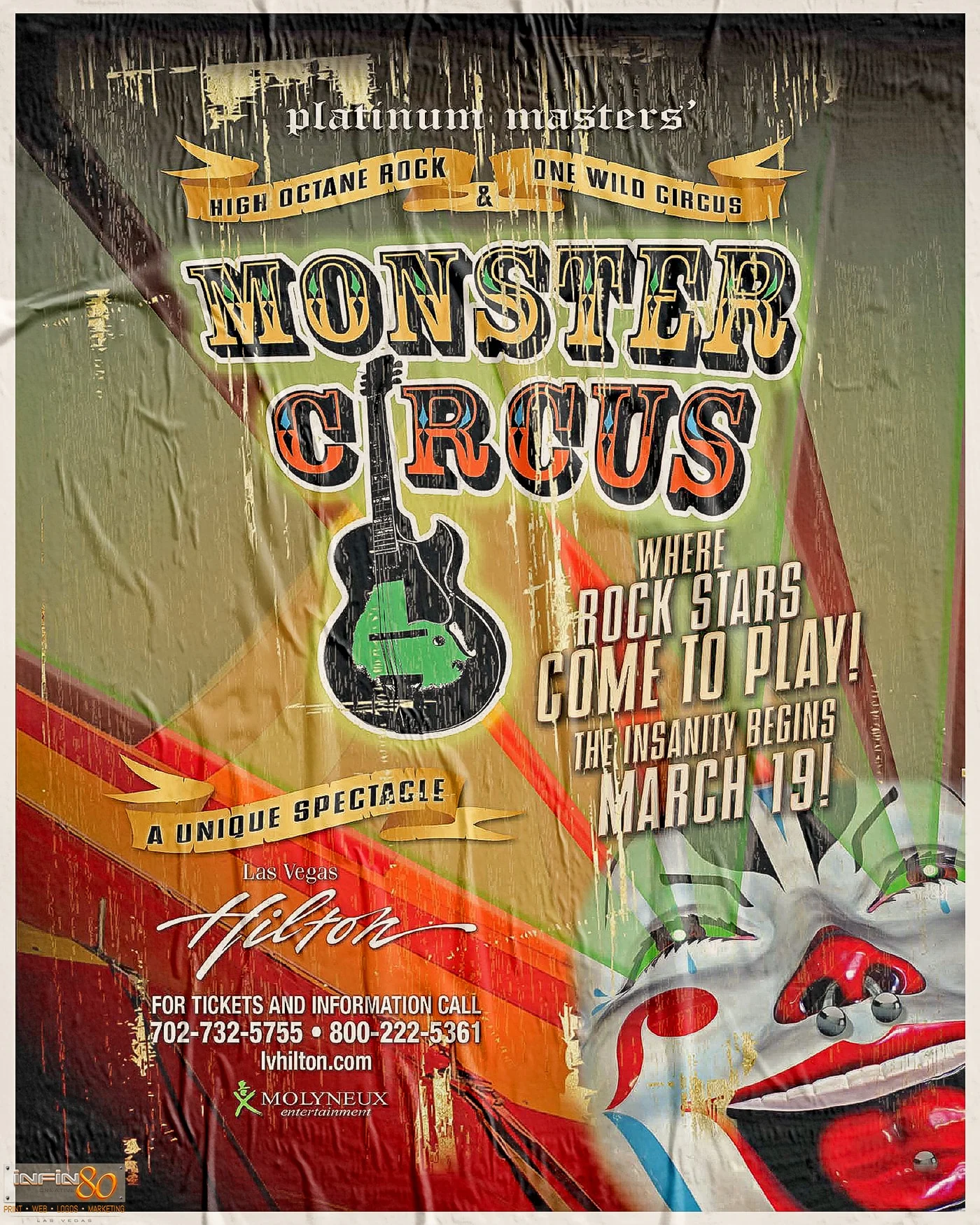 Outdoor poster signage design for Monster Circus at LVH