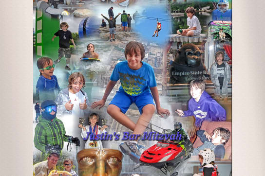 Childhood pics designed as Bar Mitzvah printed sign-in board 