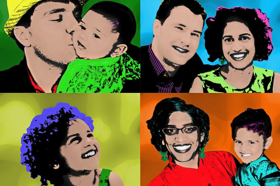 Digital photo artwork pop art design using family pictures