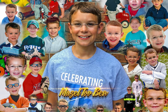 Bar Mitzvah photo collage made into signing boards