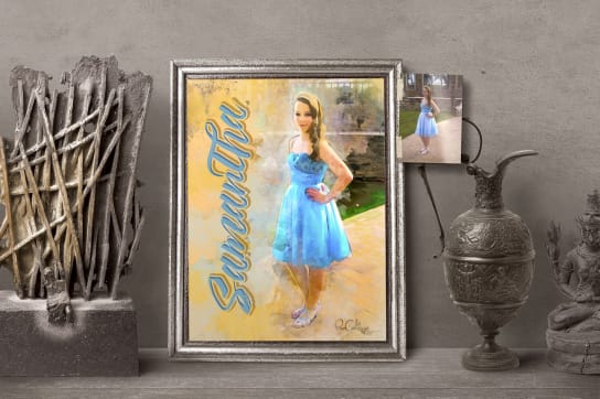 Photograph made into artwork for Bat Mitzvah party