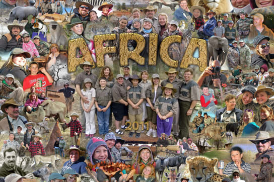 Family traveling safari vacation to Africa pictures collage