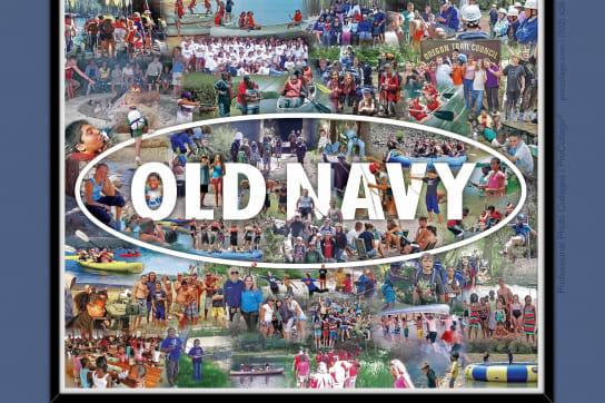 Corporate summer outing picture collage with logo