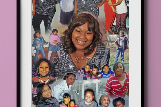 Beautiful Sweet 16 photo collage sign-in board mount and printing