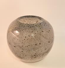 glass round bowl taupe brown
