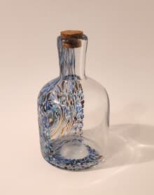glass bottle with cork blue brown