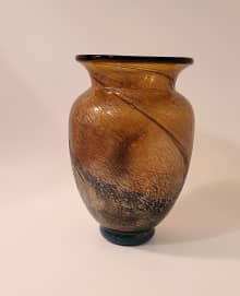 glass vase golden brown blue base