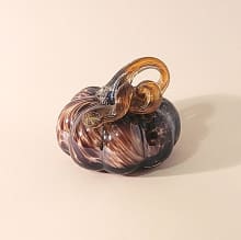 blown glass pumpkin brown cream small