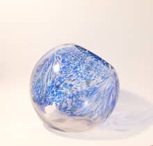 round glass bowl blues and white