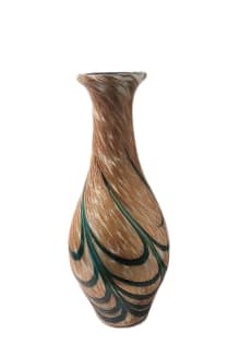 glass emerald green and gold vase large