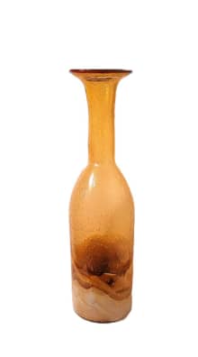 blown glass bottle tall amber