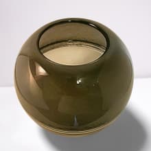 two tone round blown glass bowl - smoky gray