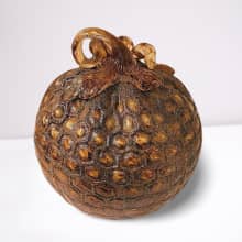 blown glass pumpkin honeycomb texture brown