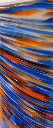 glass planter blue orange gold