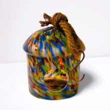 glass birdhouse multicolor