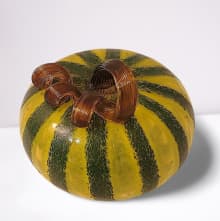 blown glass pumpkin  striped