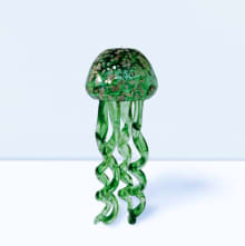 glass jellyfish windchime small green