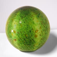 blown glass gazing ball green