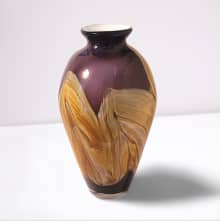 glass vase purple yellow