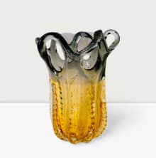 blown glass vase amber gray