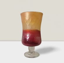 blown glass vase clear base ruby tangerine