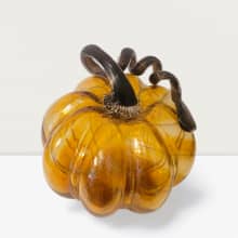 blown glass pumpkin amber