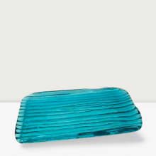 blown glass tray aqua