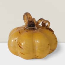 blown glass pumpkin amber gold brown