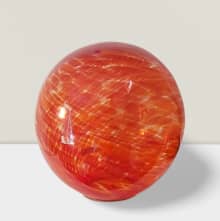 blown glass gazing ball red, orange