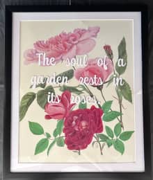 framed image of pink and red roses with inspirational quote