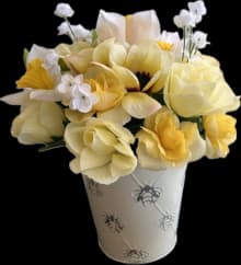 yellow and white silk floral arrangement