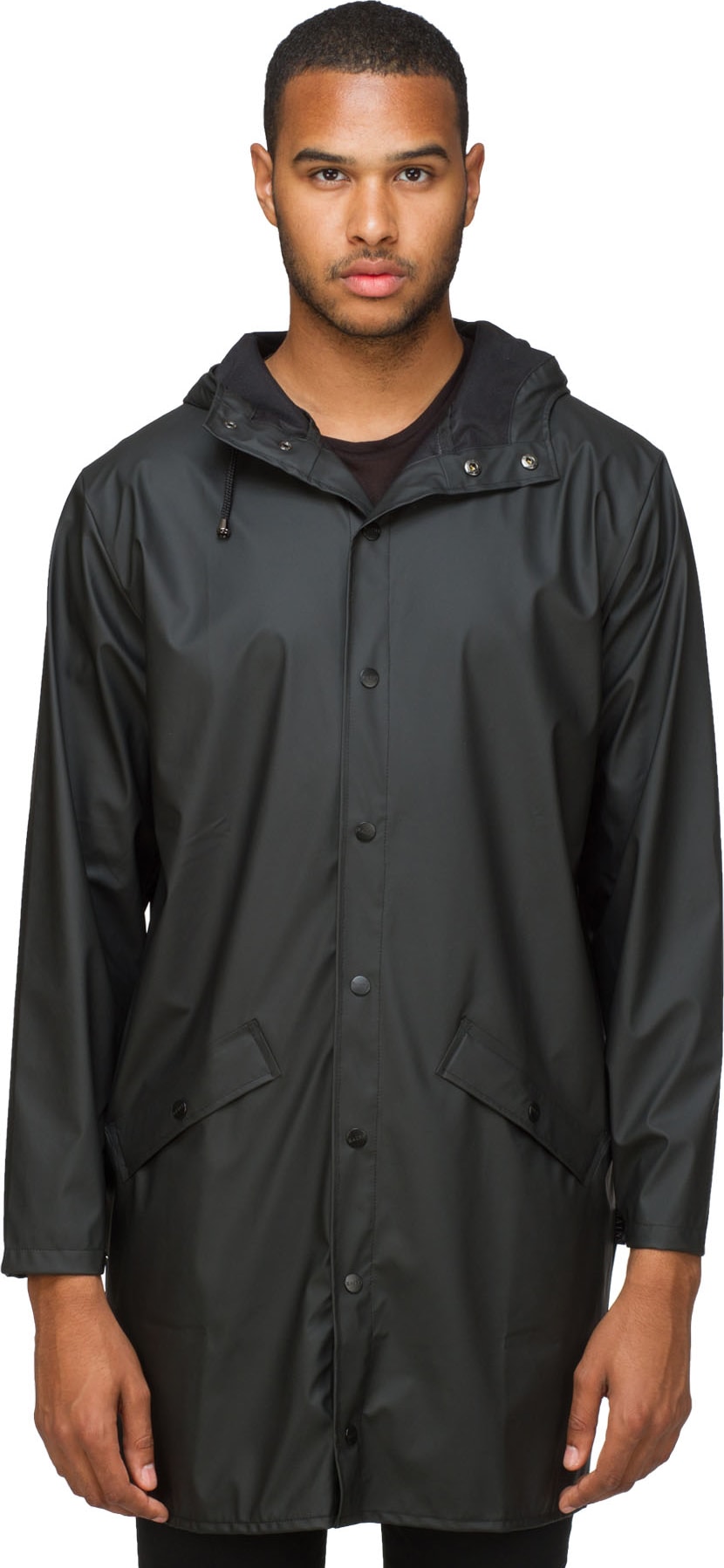 Rains: Hooded Lightweight Rain Jacket - Black | influenceu