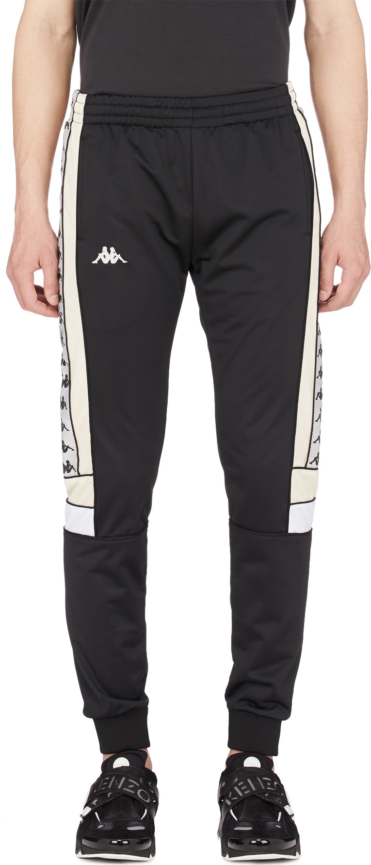 Kappa: 222 Banda Memzz Track Pants - Black/Grey Silver/Beige | influenceu