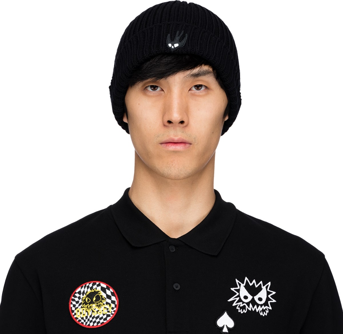 McQ Alexander McQueen: Swallow Badge Beanie - Black | influenceu