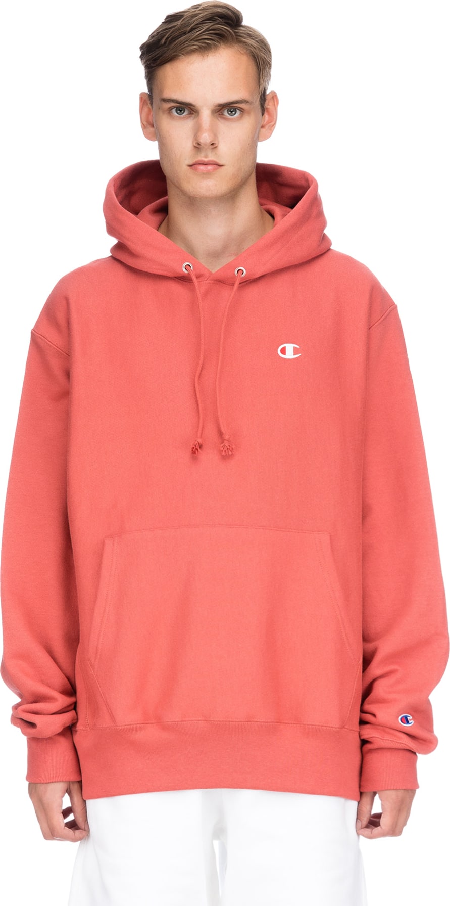 Champion: Reverse Weave Pullover Hoodie - Picante Pink | influenceu