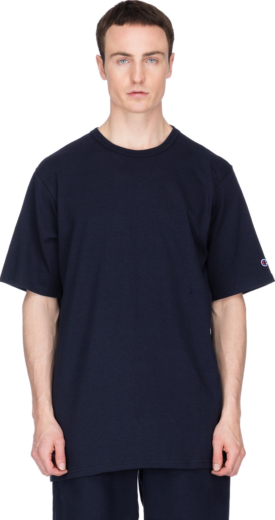 Champion: C Sleeve Logo Jersey T-Shirt - Navy | influenceu