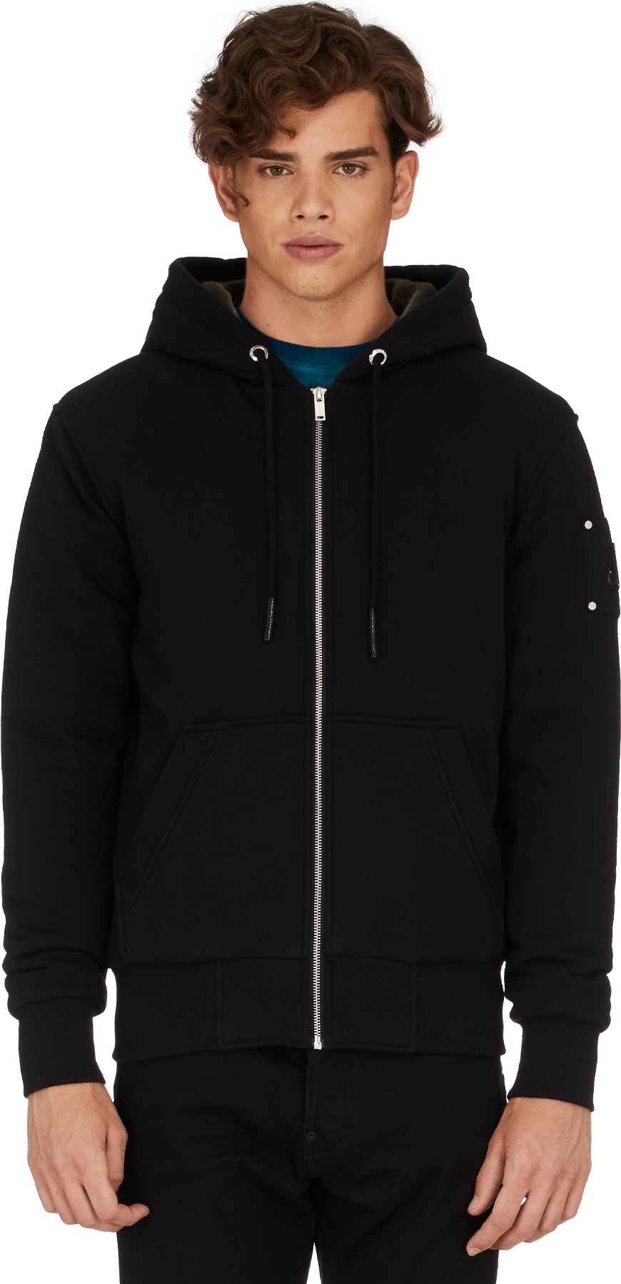 Moose Knuckles: His-Fashion Bunny Hoodie - Black/Olive | influenceu