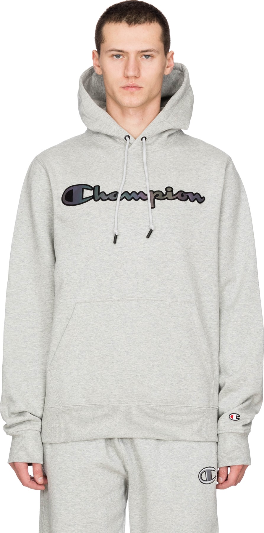 Champion: Super Fleece 2.0 Reflective Iridescent Logo Pullover Hoodie ...