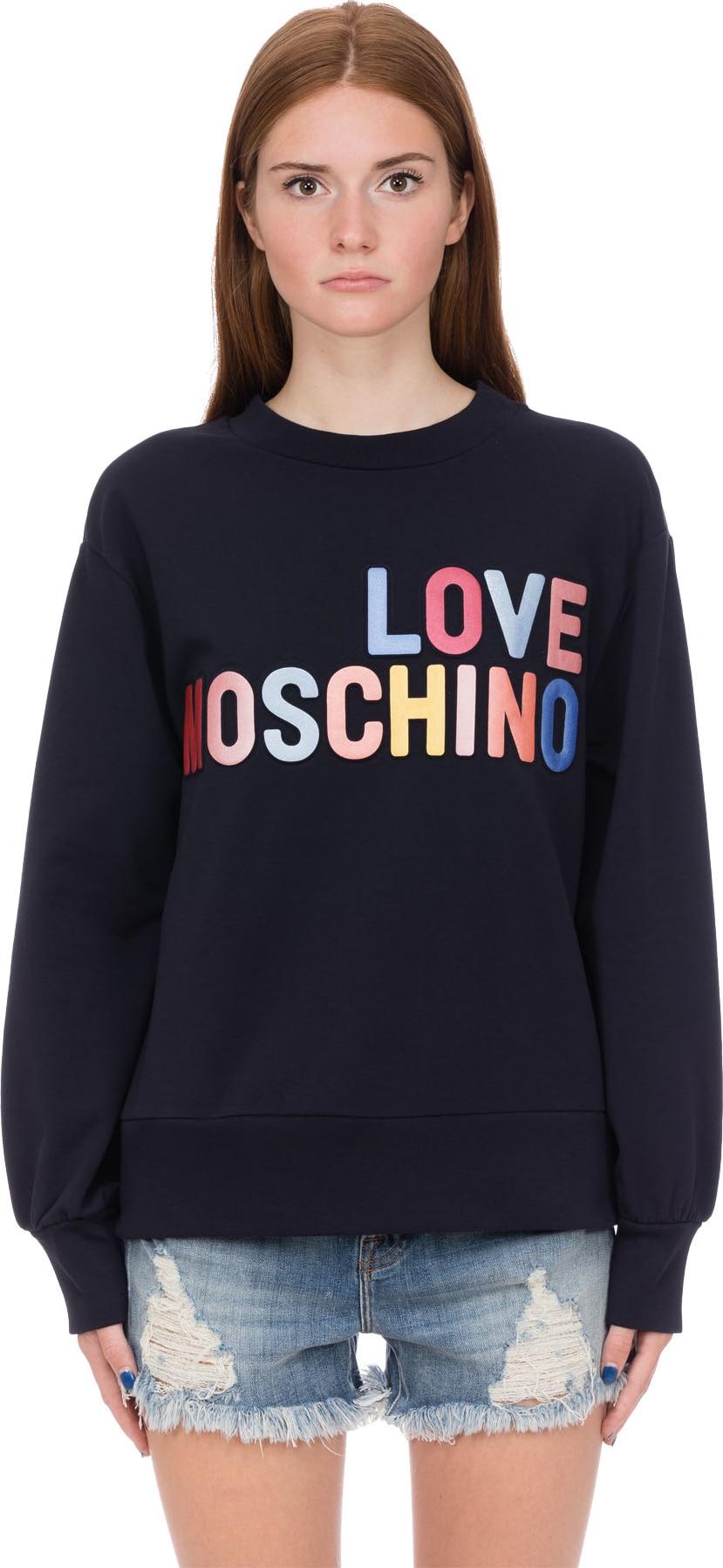Love Moschino: LOVE Pullover - Navy/Multi | influenceu