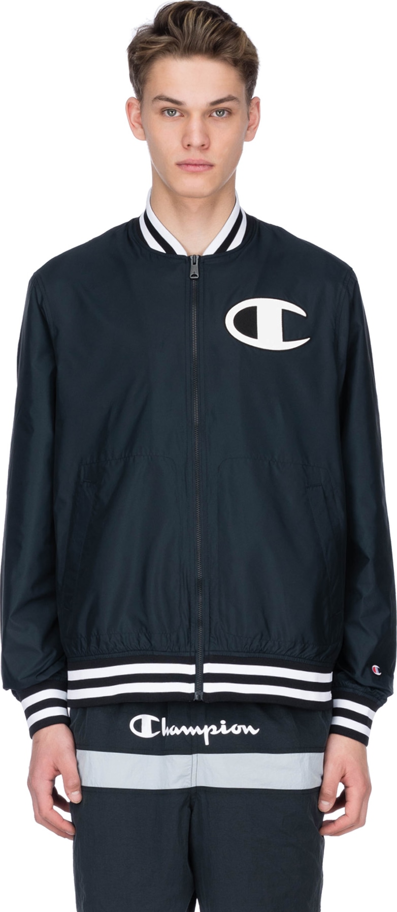 champion baseball jacket black