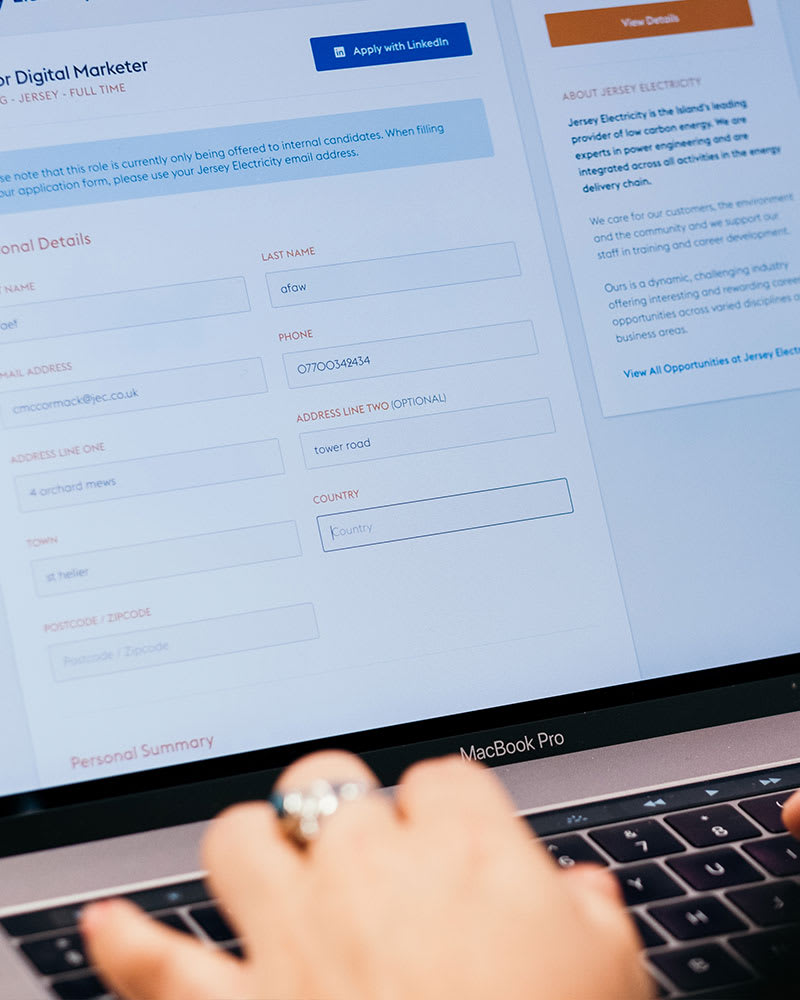 Careers Page on Jersey Electricity Pinpoint Careers Portal