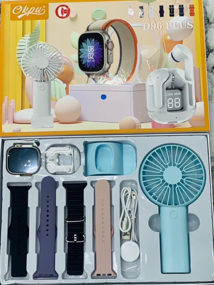 SmartWatch + EarPods + 4 straps + hand fan