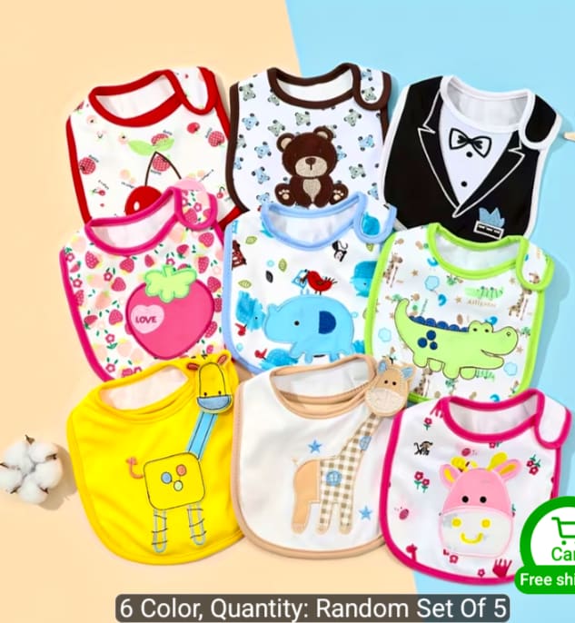 Cute 5pcs Baby Feeding Bib Set